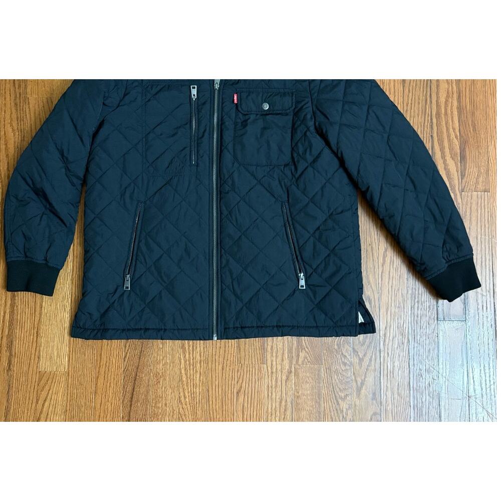 Levi’s Men’s Quilted Nylon Bomber Jacket Black Size L Zip Pockets Casual‎ Street